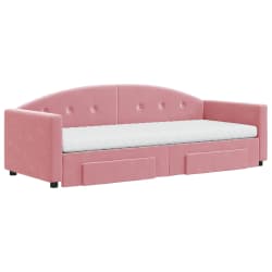 vidaXL Sof&aacute;-cama com gavet&atilde;o e gavetas 80x200 cm veludo rosa