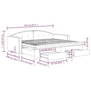 Válenda s přistýlkou a zásuvkami tmavě zelená 90 x 200 cm samet - obrázek 13