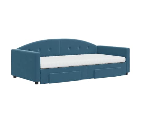 vidaXL Sofá-cama com gavetão e gavetas 100x200 cm veludo azul