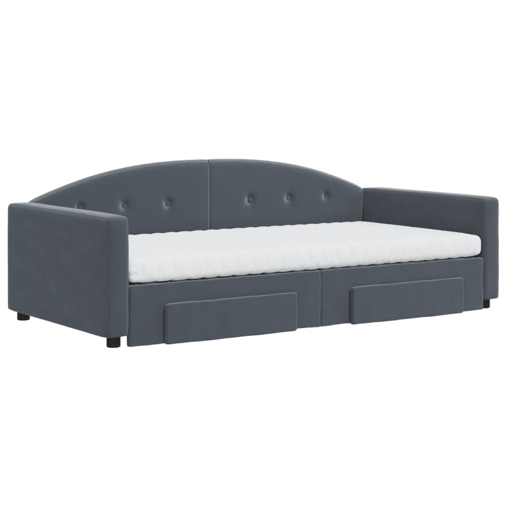 vidaXL Slaapbank onderschuifbed lades 100x200 cm fluweel donkergrijs afbeelding