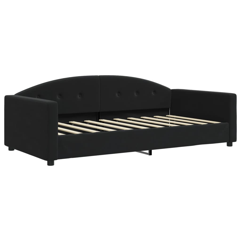 vidaXL Slaapbank met onderschuifbed en lades 90x190 cm fluweel zwart, foto 4