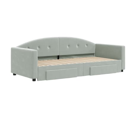 vidaXL Daybed with Trundle&Drawers without Mattress Light Grey 90x190 cm Single