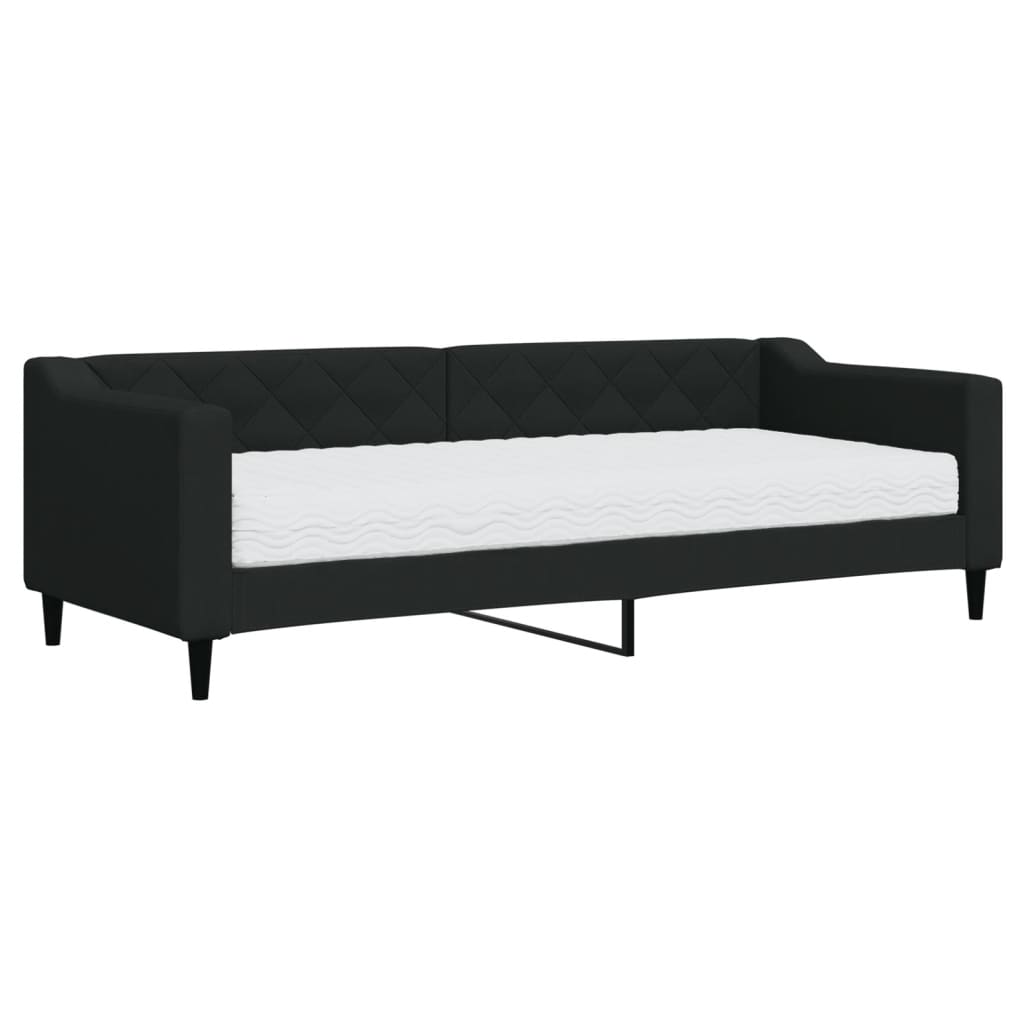 vidaXL Pat de zi cu saltea, negru, 80x200 cm, textil