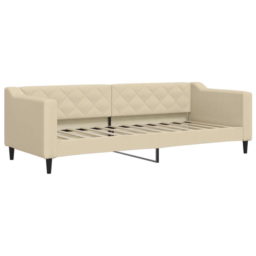 vidaXL Slaapbank met matras 80x200 cm stof crèmekleurig afbeelding