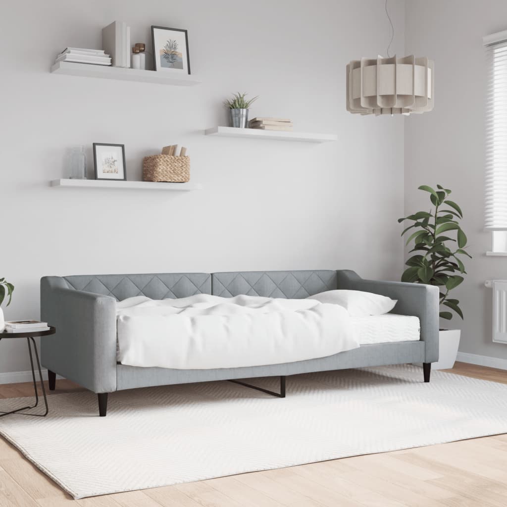 vidaXL daybed med madras 90x200 cm stof lysegrå
