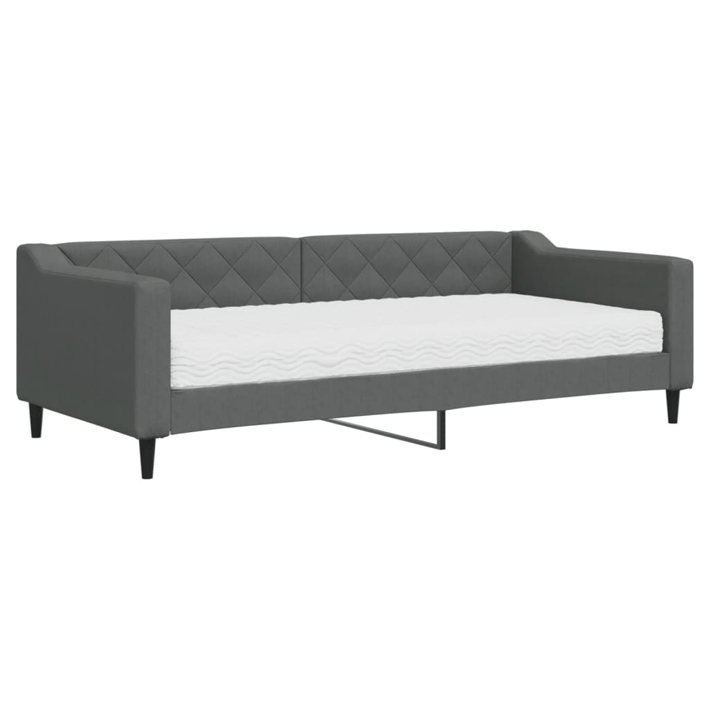 vidaXL Slaapbank met matras 90x200 cm stof donkergrijs grijs, foto 3
