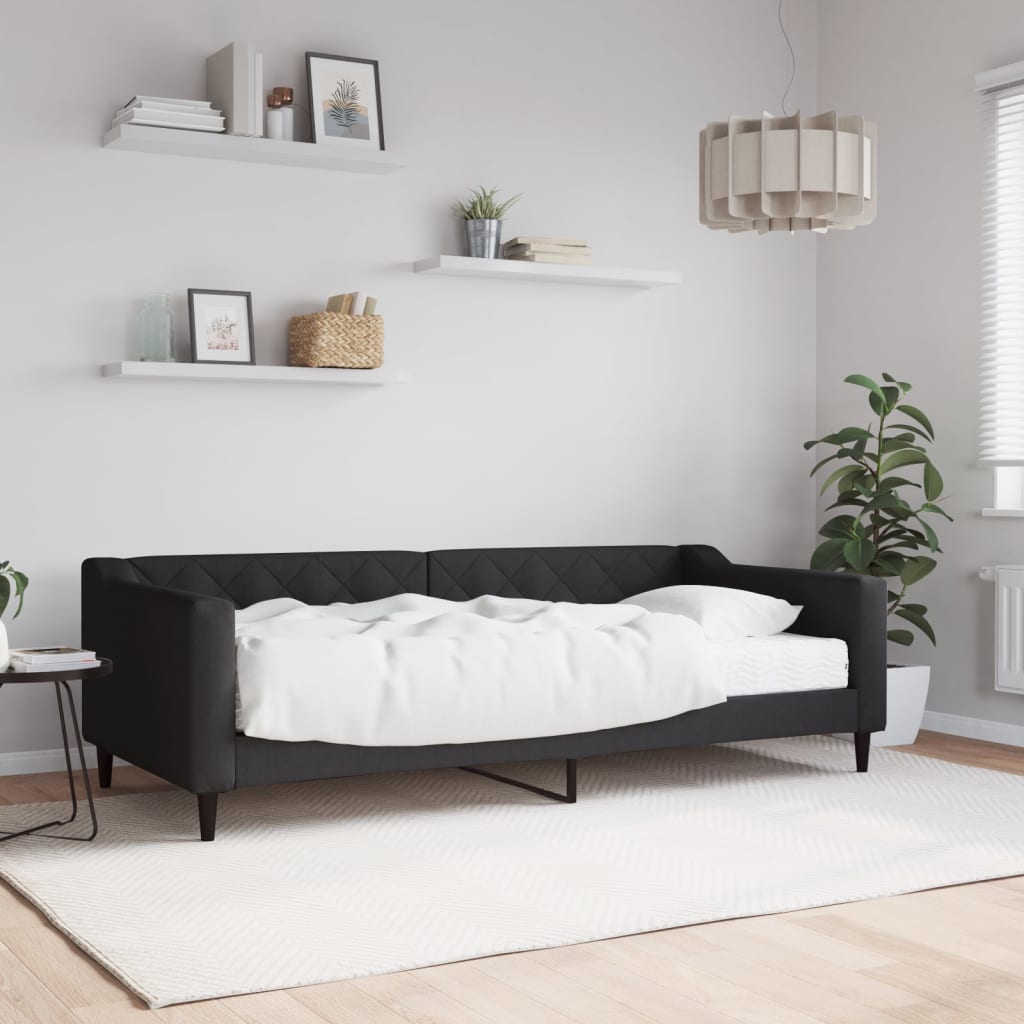 vidaXL daybed med madras 90x200 cm stof sort