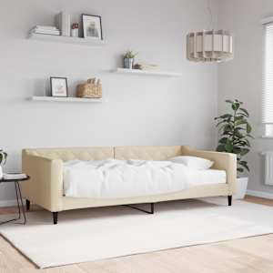 Válenda s matrací krémová 90 x 200 cm textil - obrázek 1