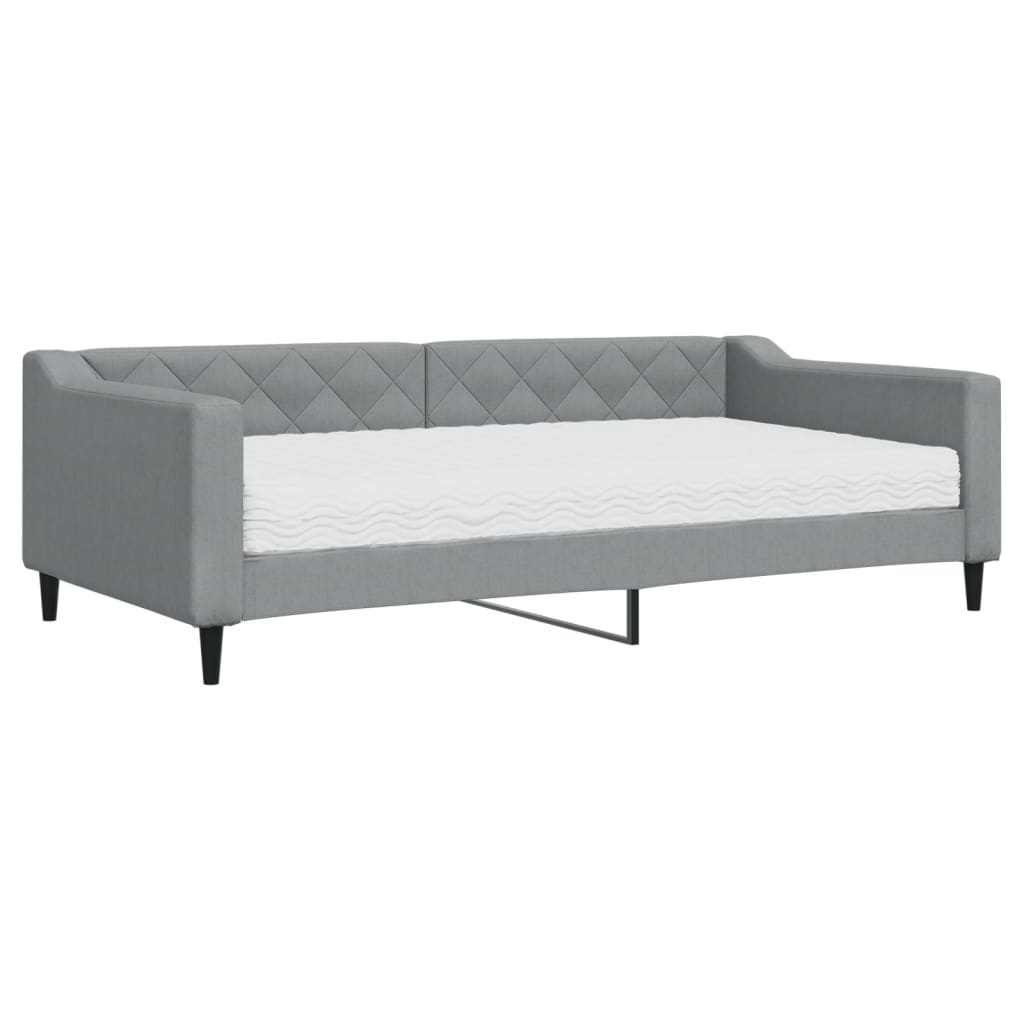 vidaXL Slaapbank met matras 100x200 cm stof lichtgrijs grijs, foto 3
