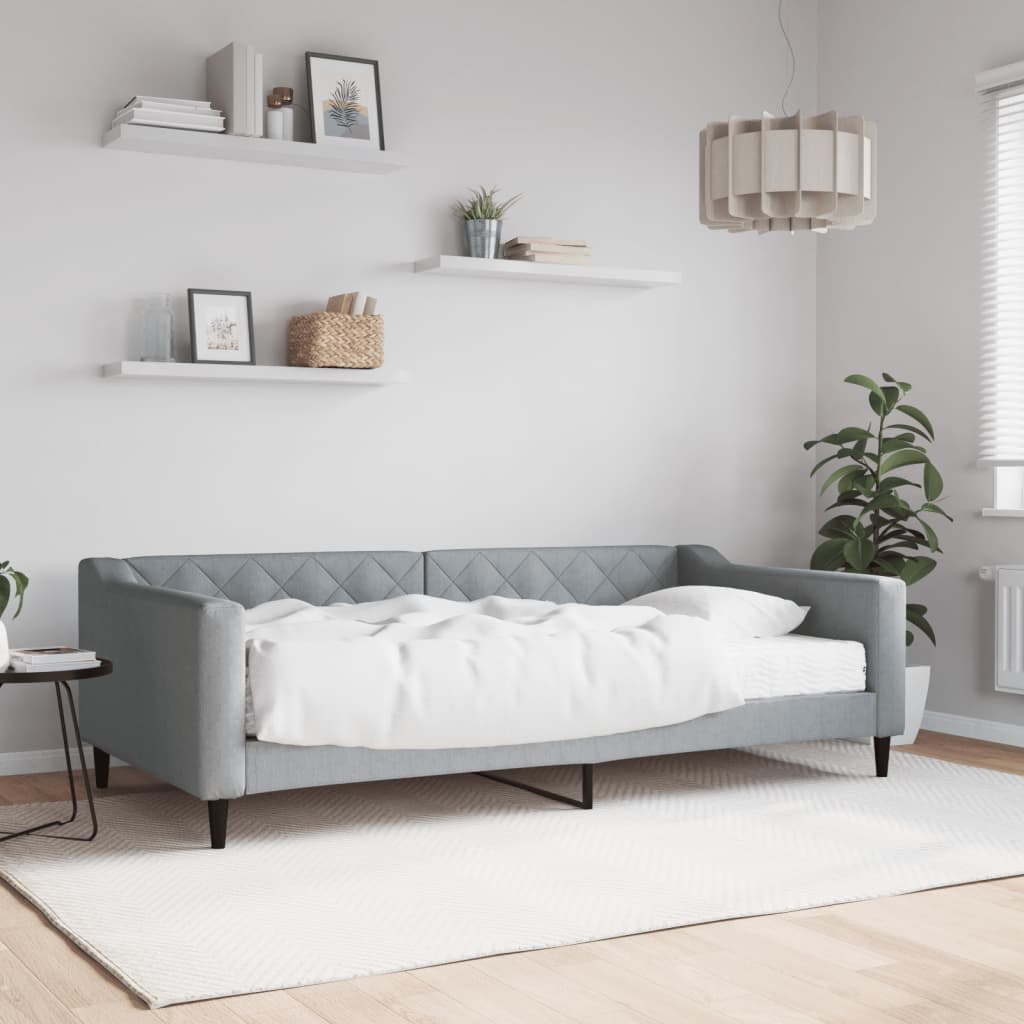 vidaXL daybed med madras 100x200 cm stof lysegrå