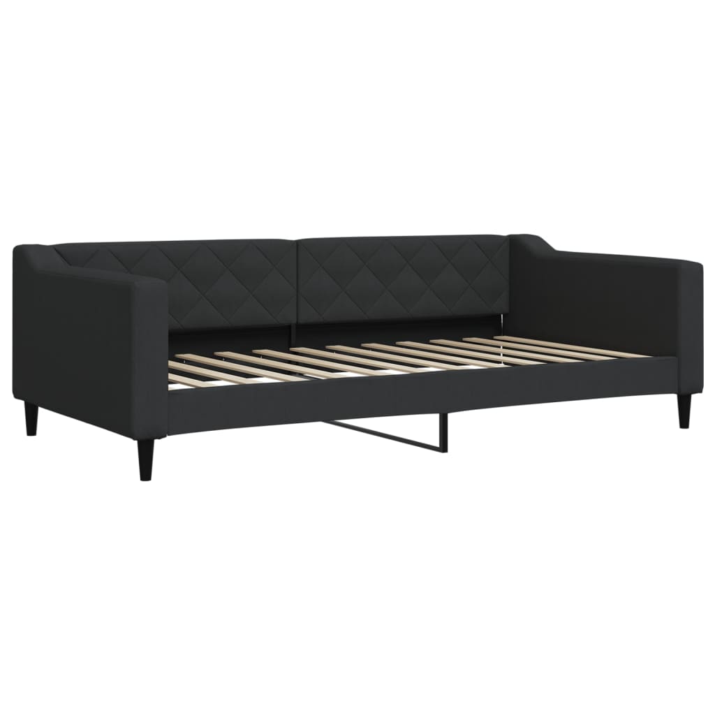 vidaXL Pat de zi cu saltea, negru, 100x200 cm, textil