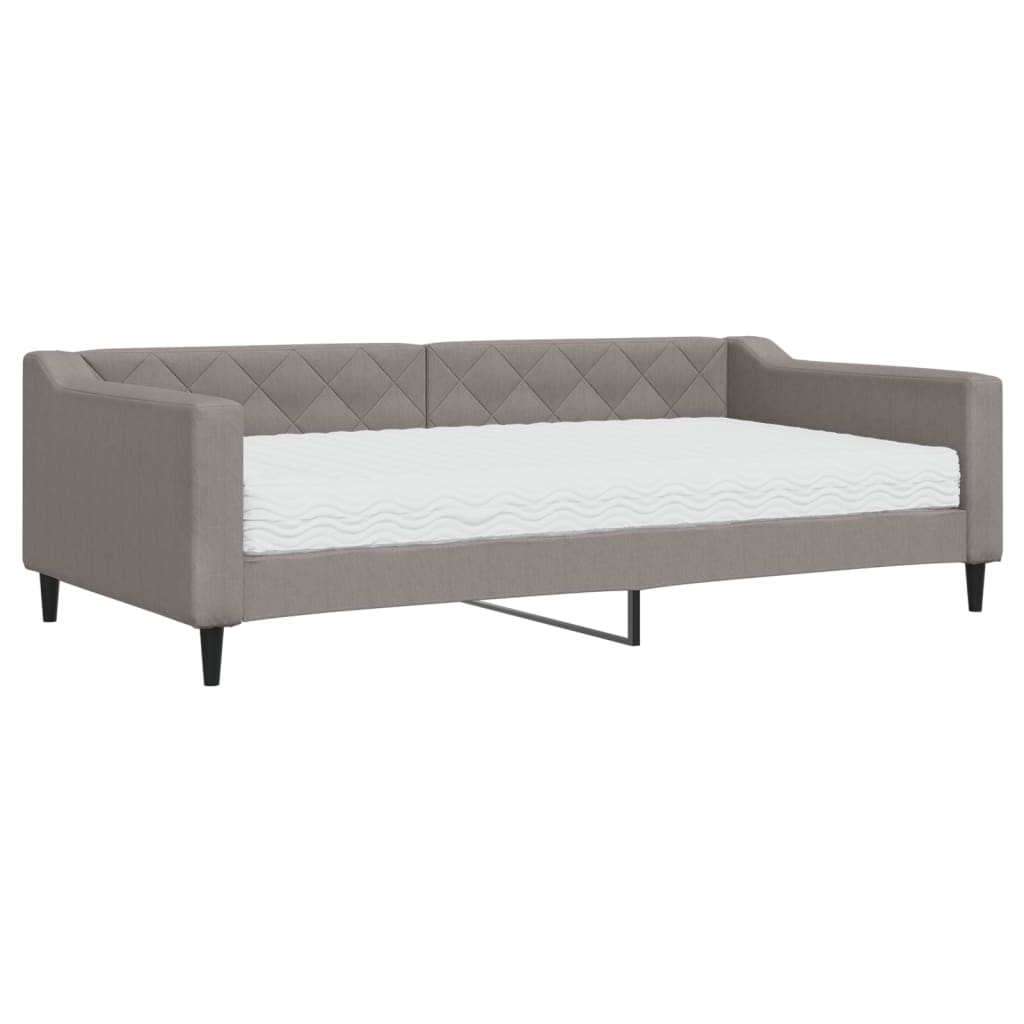 vidaXL Slaapbank met matras 100x200 cm stof taupe, foto 3