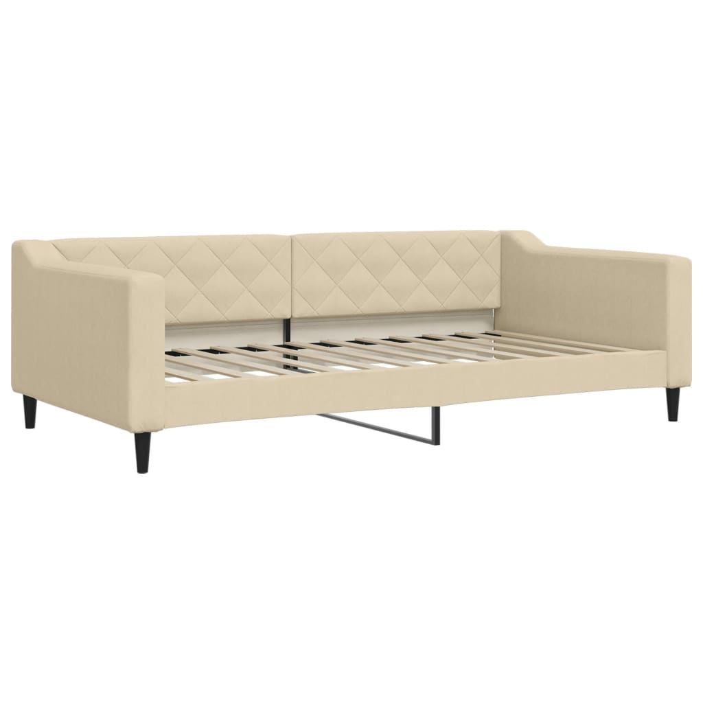 vidaXL Slaapbank met matras 100x200 cm stof crèmekleurig afbeelding