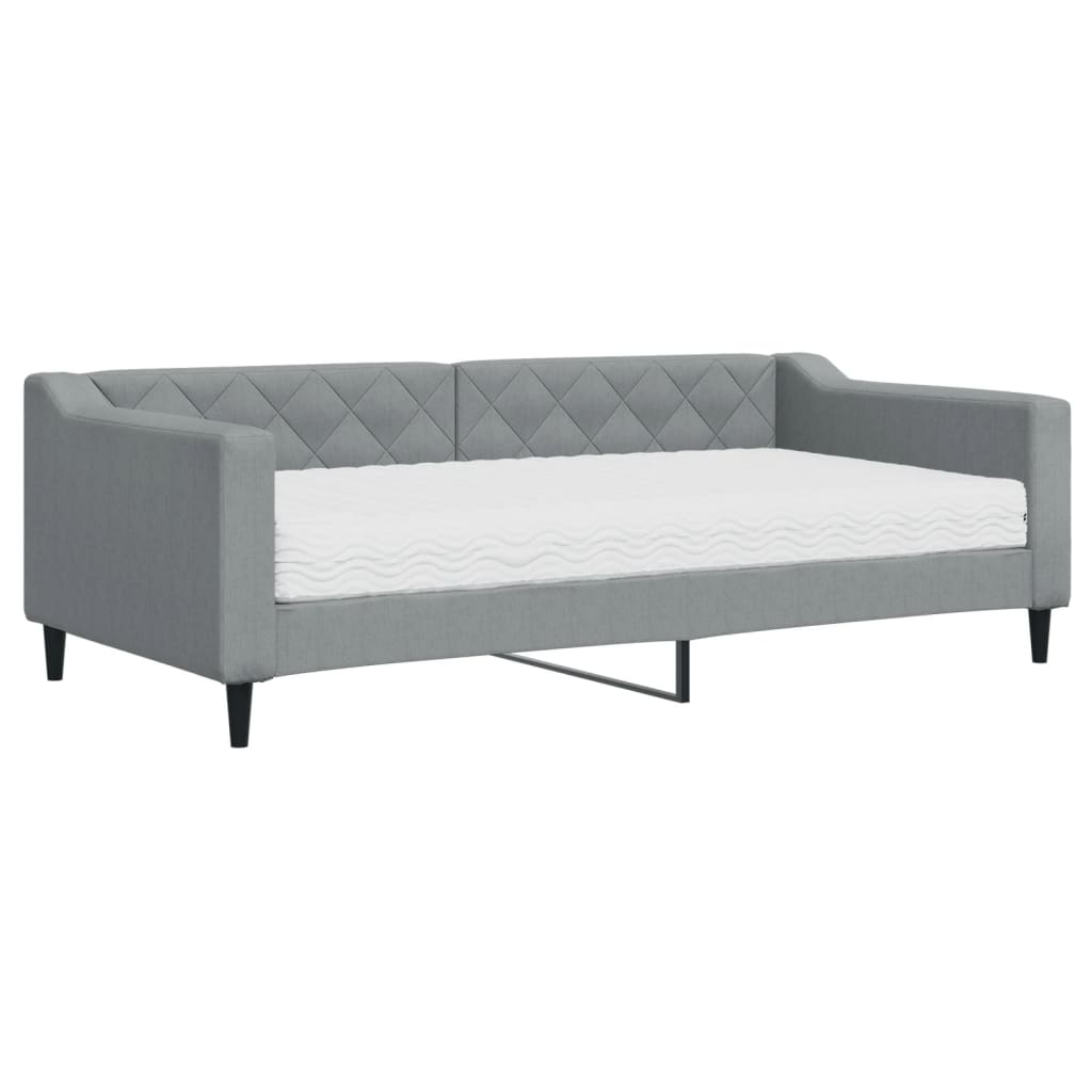 vidaXL Slaapbank met matras 90x190 cm stof lichtgrijs grijs, foto 3