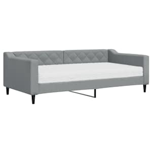 Válenda s matrací světle šedá 90 x 190 cm textil - obrázek 2