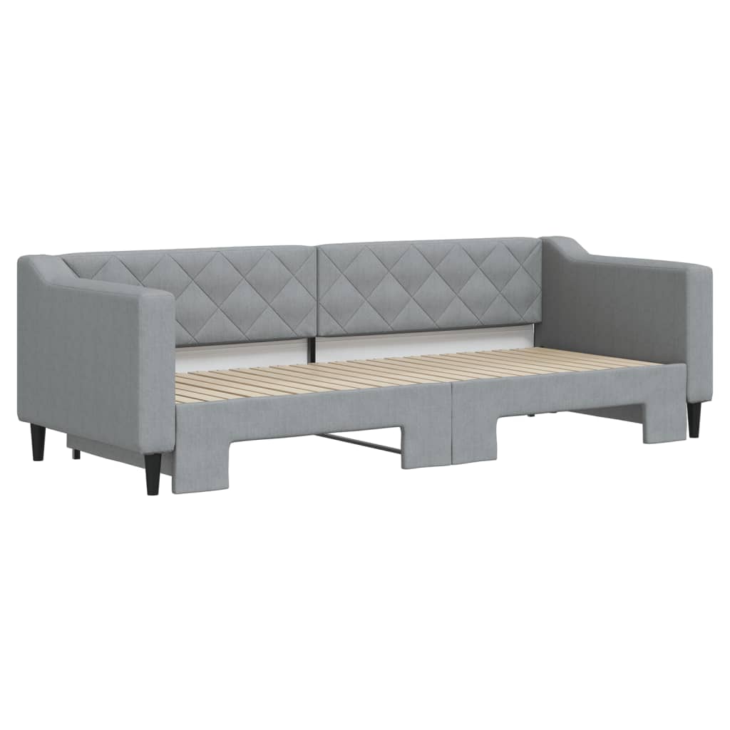 vidaXL Slaapbank met onderschuifbed 80x200 cm stof lichtgrijs afbeelding