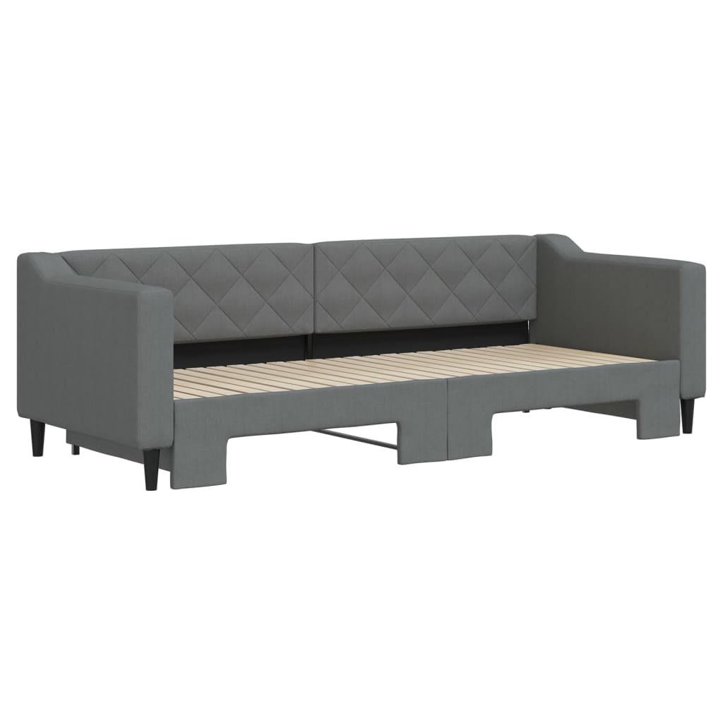 vidaXL Slaapbank met onderschuifbed 80x200 cm stof donkergrijs grijs, foto 2