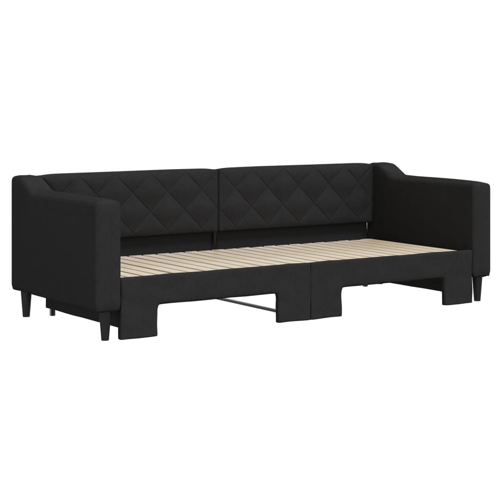vidaXL Slaapbank met onderschuifbed 80x200 cm stof zwart afbeelding