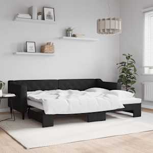 Válenda s přistýlkou černá 80 x 200 cm textil - obrázek 1