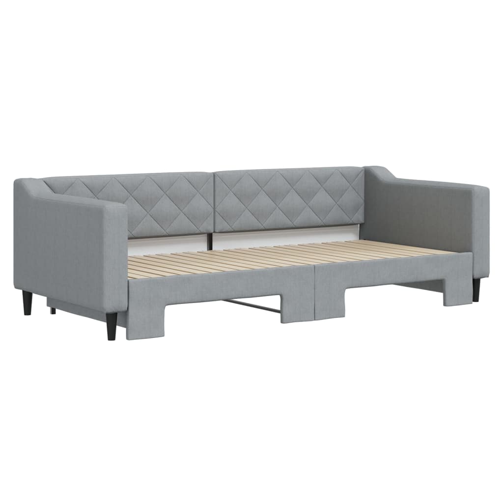 vidaXL Slaapbank met onderschuifbed 90x200 cm stof lichtgrijs afbeelding