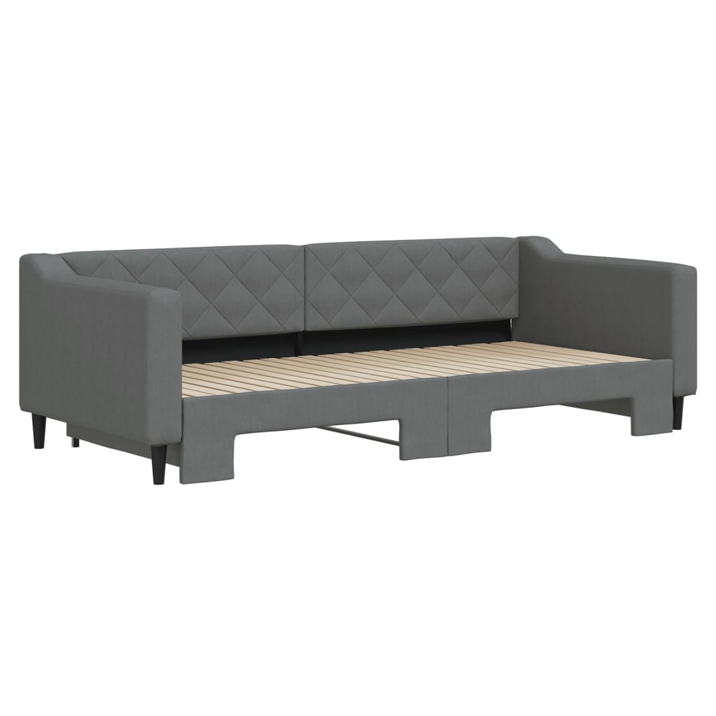 vidaXL Slaapbank met onderschuifbed 90x200 cm stof donkergrijs afbeelding