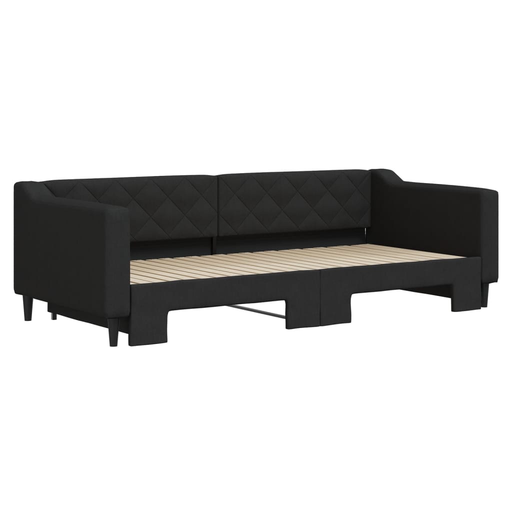 vidaXL Slaapbank met onderschuifbed 90x200 cm stof zwart afbeelding
