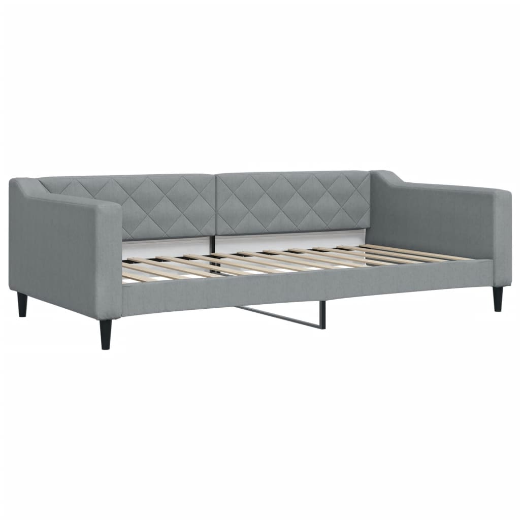 vidaXL Slaapbank met onderschuifbed 100x200 cm stof lichtgrijs grijs, foto 4