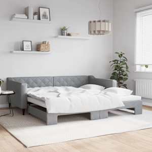 Válenda s přistýlkou světle šedá 100 x 200 cm textil - obrázek 1