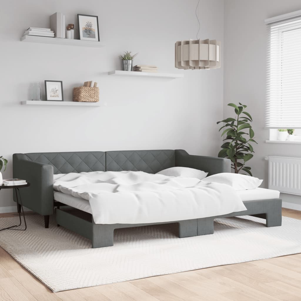 vidaXL daybed med udtræk 100x200 cm stof mørkegrå
