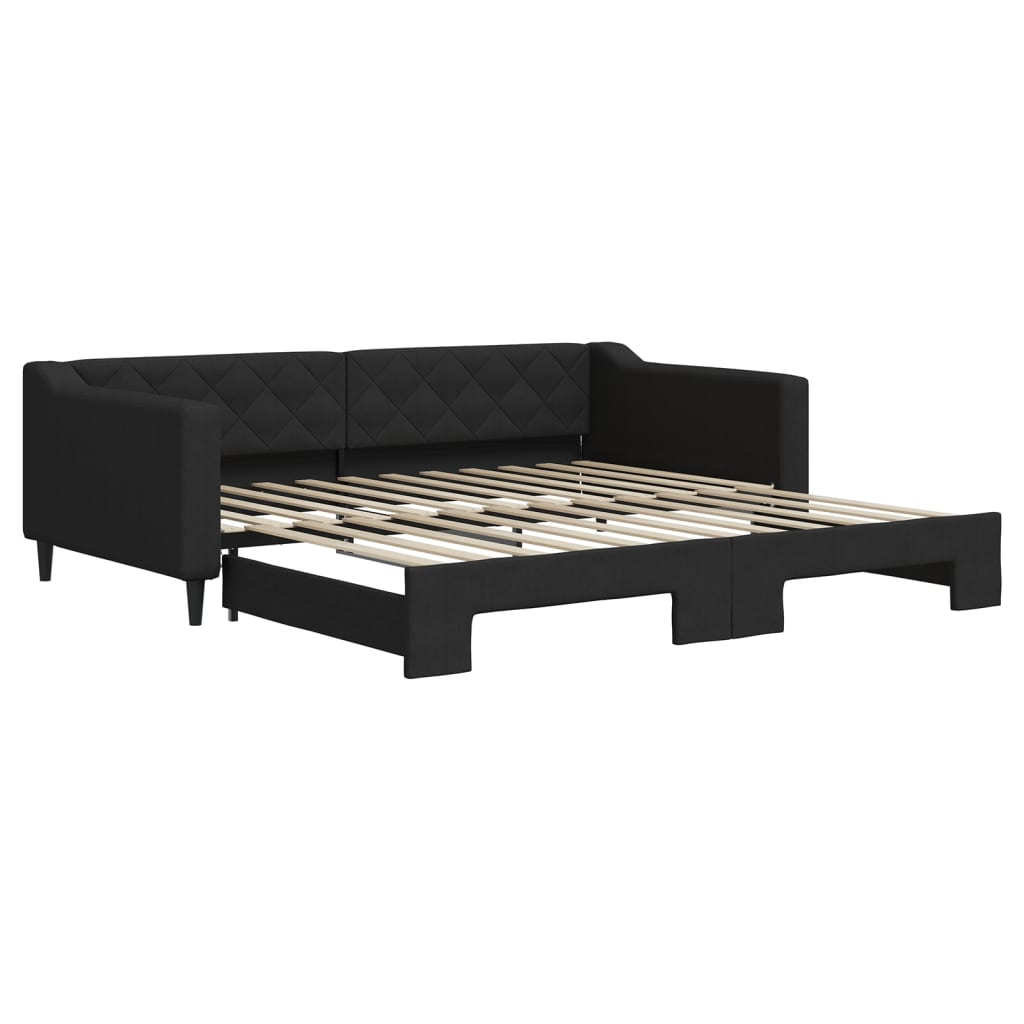 VidaXL Slaapbank Met Onderschuifbed 100x200 Cm Stof Zwart