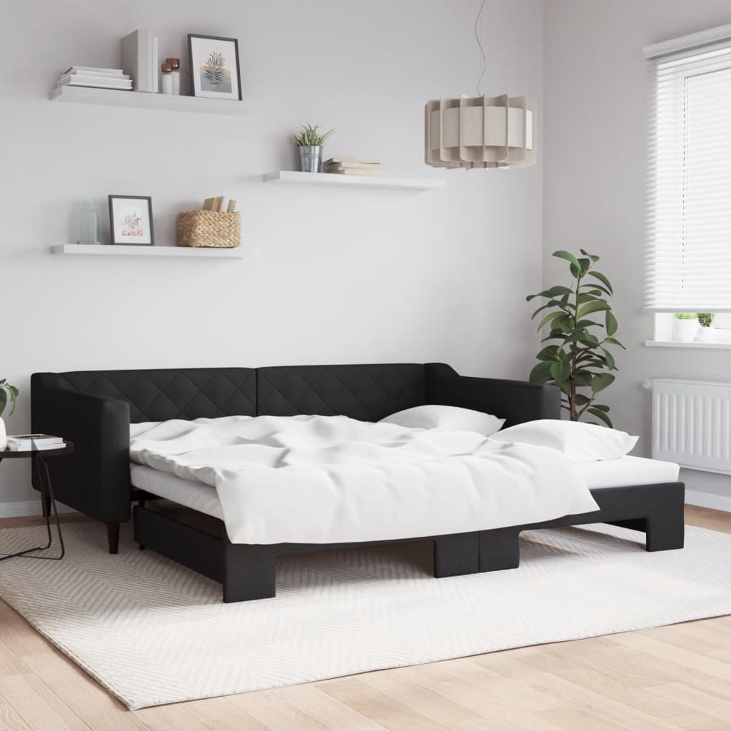 vidaXL daybed med udtræk 100x200 cm stof sort