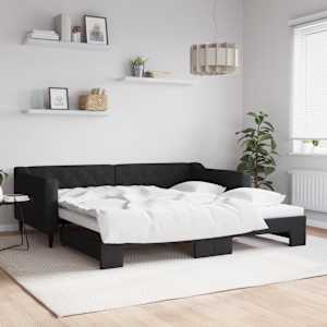 Válenda s přistýlkou černá 100 x 200 cm textil - obrázek 1