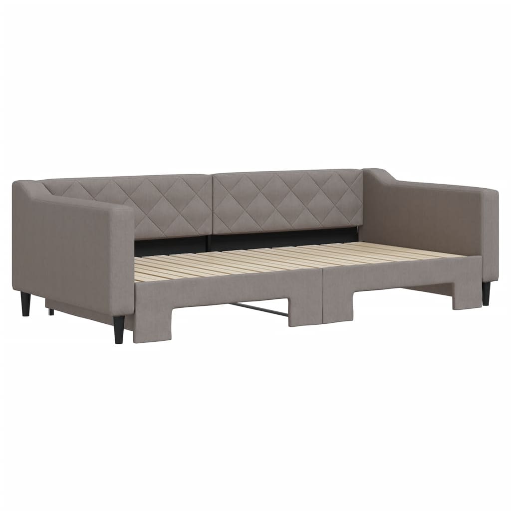 vidaXL Slaapbank met onderschuifbed 100x200 cm stof taupe, foto 2