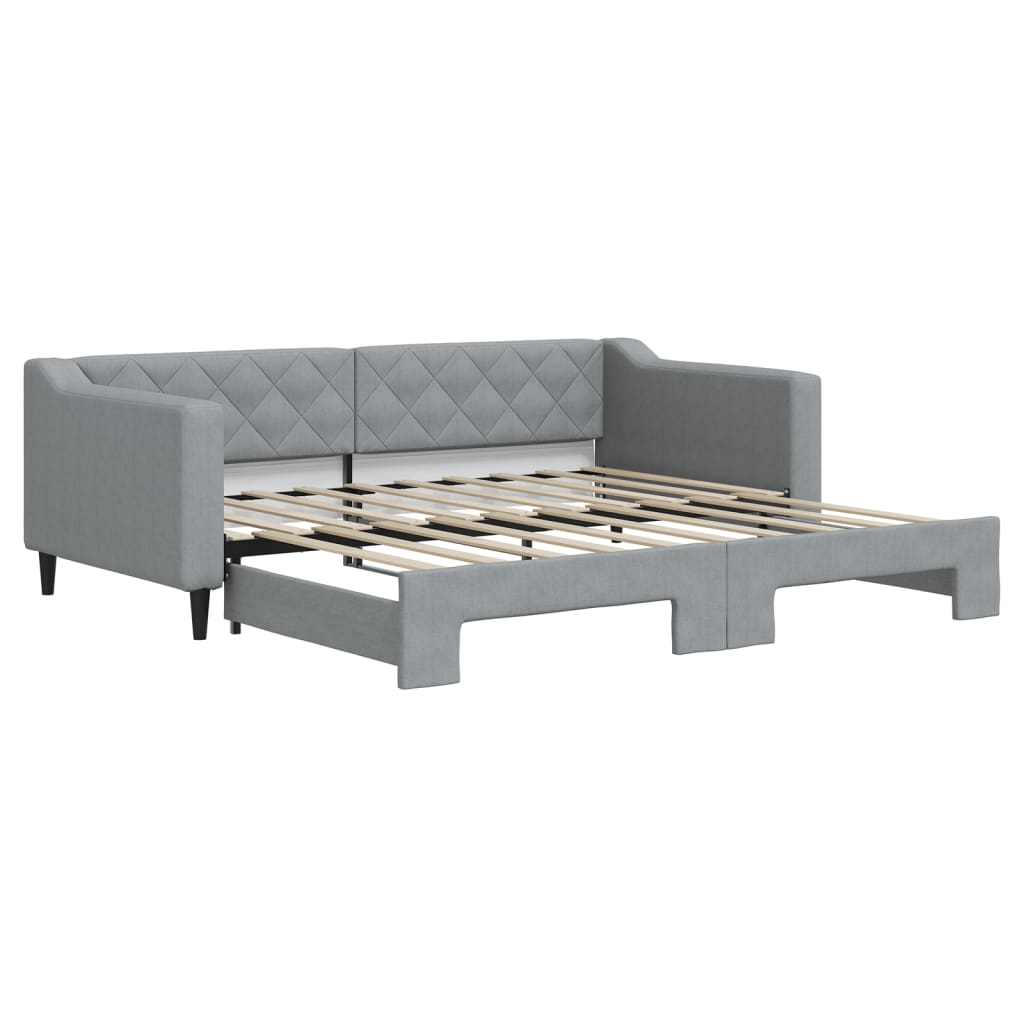 vidaXL Slaapbank met onderschuifbed 90x190 cm stof lichtgrijs grijs, foto 3