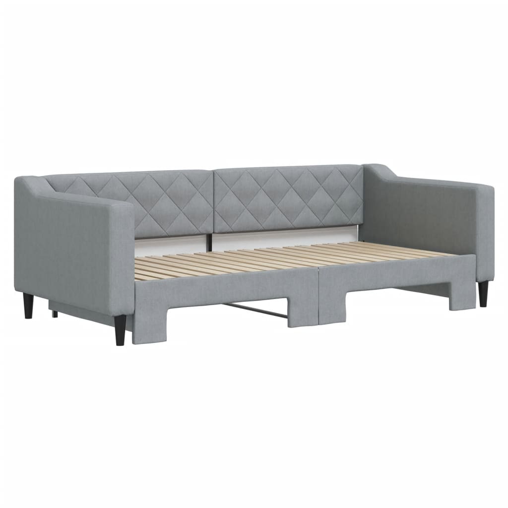 vidaXL Slaapbank met onderschuifbed 90x190 cm stof lichtgrijs grijs, foto 2