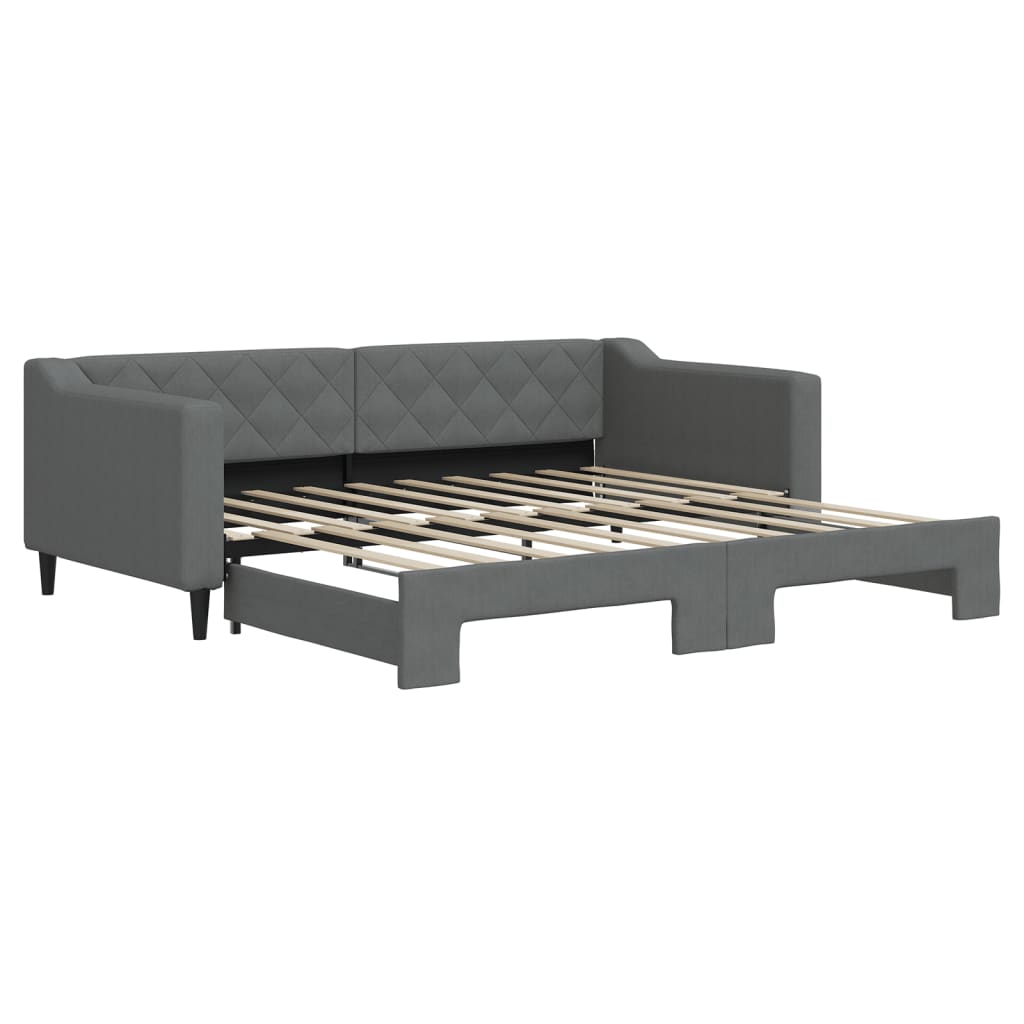 vidaXL Slaapbank met onderschuifbed 90x190 cm stof donkergrijs grijs, foto 3
