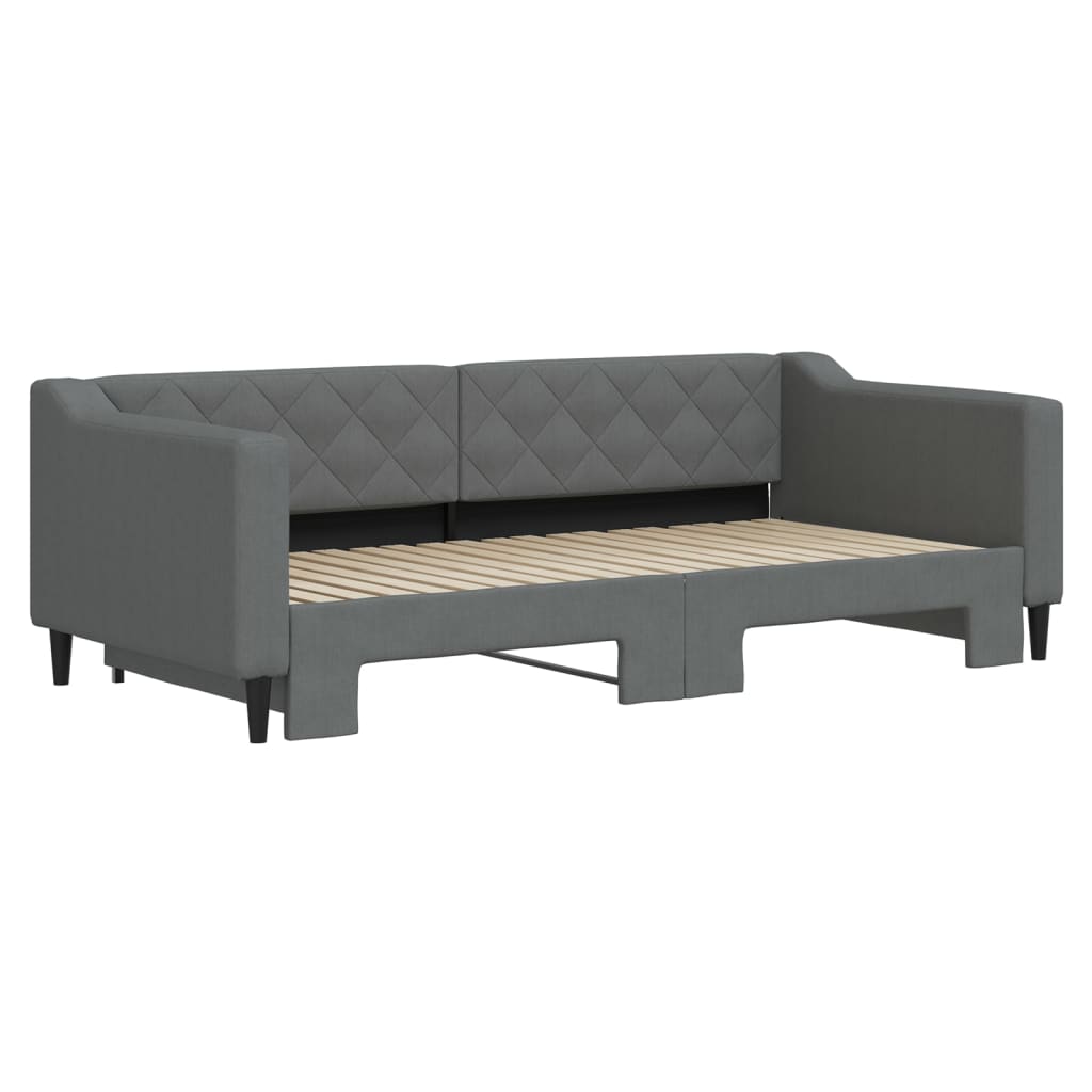 vidaXL Slaapbank met onderschuifbed 90x190 cm stof donkergrijs grijs, foto 2