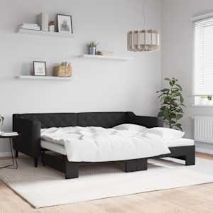 Válenda s přistýlkou černá 90 x 190 cm textil - obrázek 1