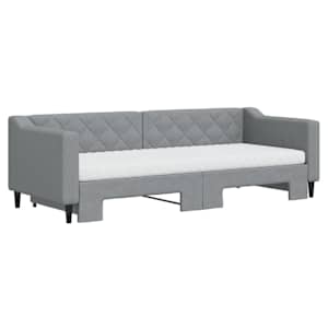 Válenda s přistýlkou a matracemi světle šedá 80 x 200 cm textil - obrázek 3
