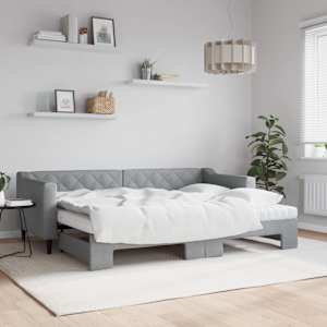 Válenda s přistýlkou a matracemi světle šedá 80 x 200 cm textil - obrázek 1