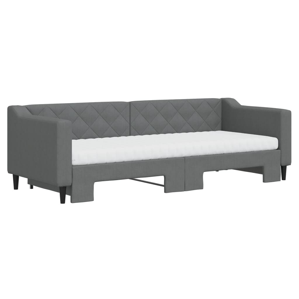 vidaXL Slaapbank onderschuifbed matrassen 80x200 cm stof donkergrijs grijs, foto 2