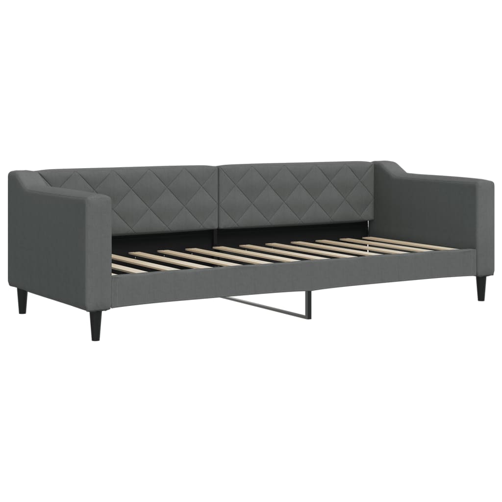 vidaXL Slaapbank onderschuifbed matrassen 80x200 cm stof donkergrijs grijs, foto 4