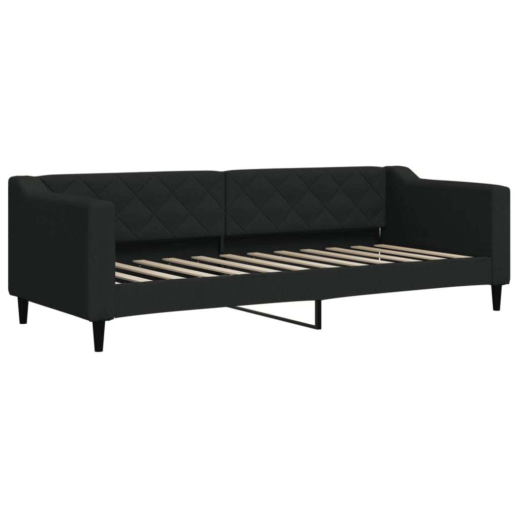 vidaXL Slaapbank met onderschuifbed en matrassen 80x200 cm stof zwart, foto 4