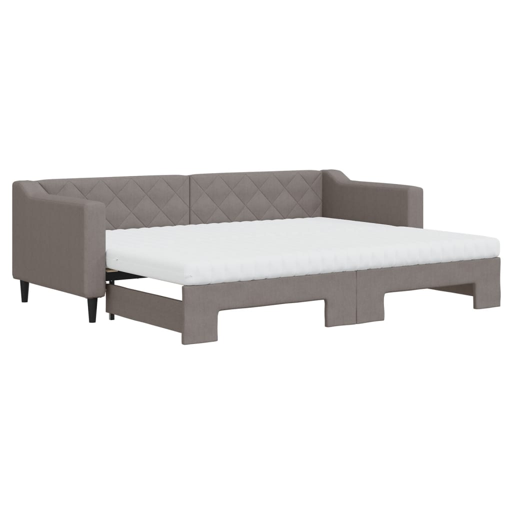 vidaXL Slaapbank met onderschuifbed en matrassen 80x200 cm stof taupe, foto 3