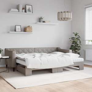 Válenda s přistýlkou a matracemi taupe 80 x 200 cm textil - obrázek 1