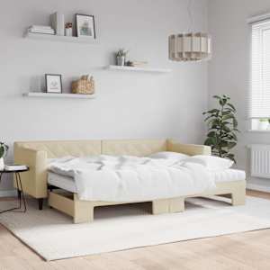 Válenda s přistýlkou a matracemi krémová 80 x 200 cm textil - obrázek 1