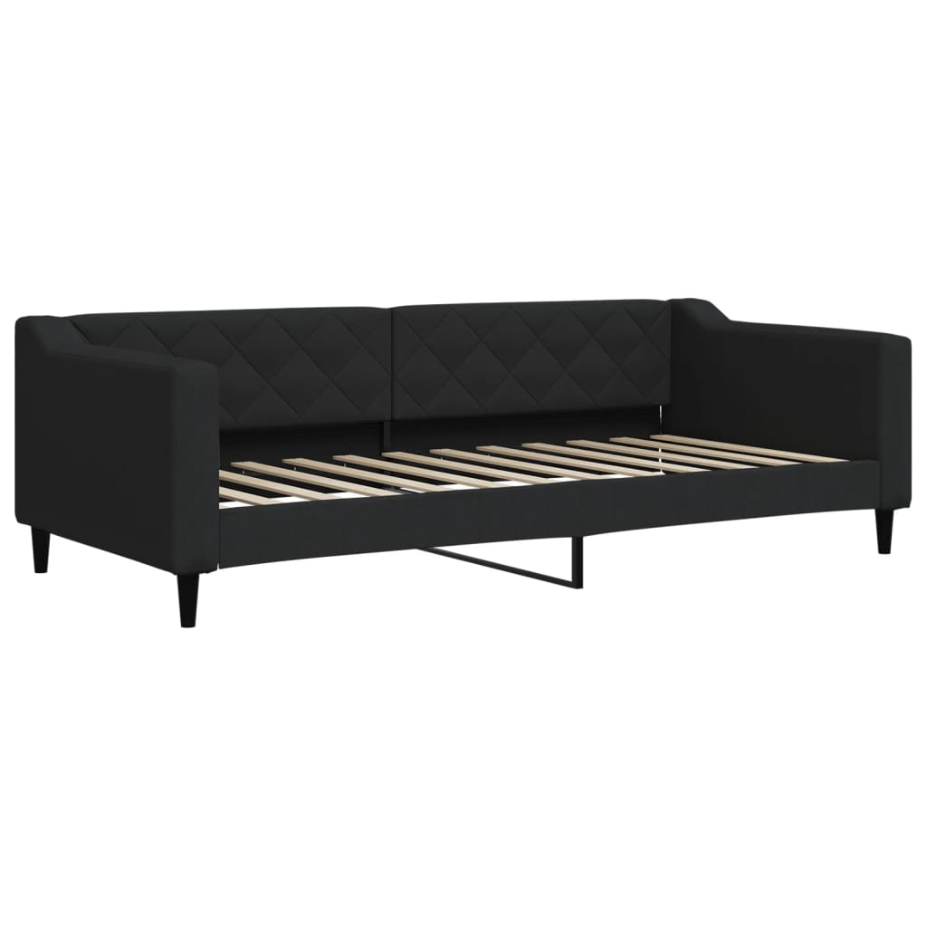vidaXL Slaapbank met onderschuifbed en matrassen 90x200 cm stof zwart, foto 4
