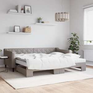 Válenda s přistýlkou a matracemi taupe 90 x 200 cm textil - obrázek 1
