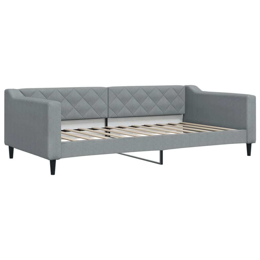 vidaXL Slaapbank onderschuifbed matrassen 100x200 cm stof lichtgrijs grijs, foto 4