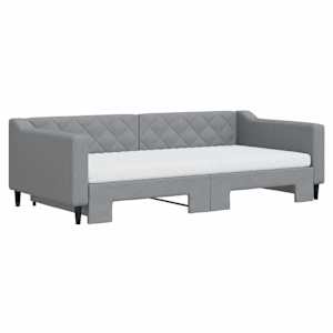 Válenda s přistýlkou a matracemi světle šedá 100x200 cm textil - obrázek 3